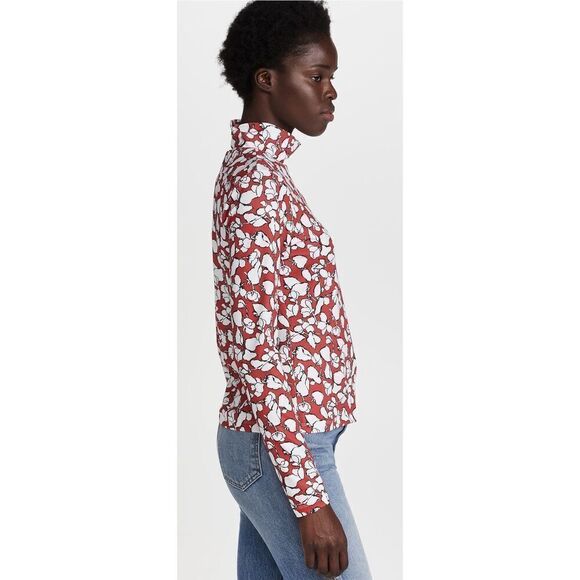 Jason Wu Jersey Turtleneck in Abstract Floral Print in Plaster Red & White NWT S - Picture 3 of 10